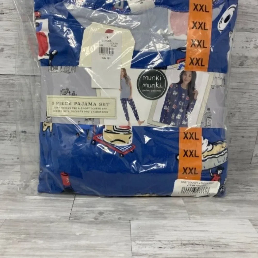Munki Munki Ladies Women's Costco 3-piece Pajama Set Size XXL